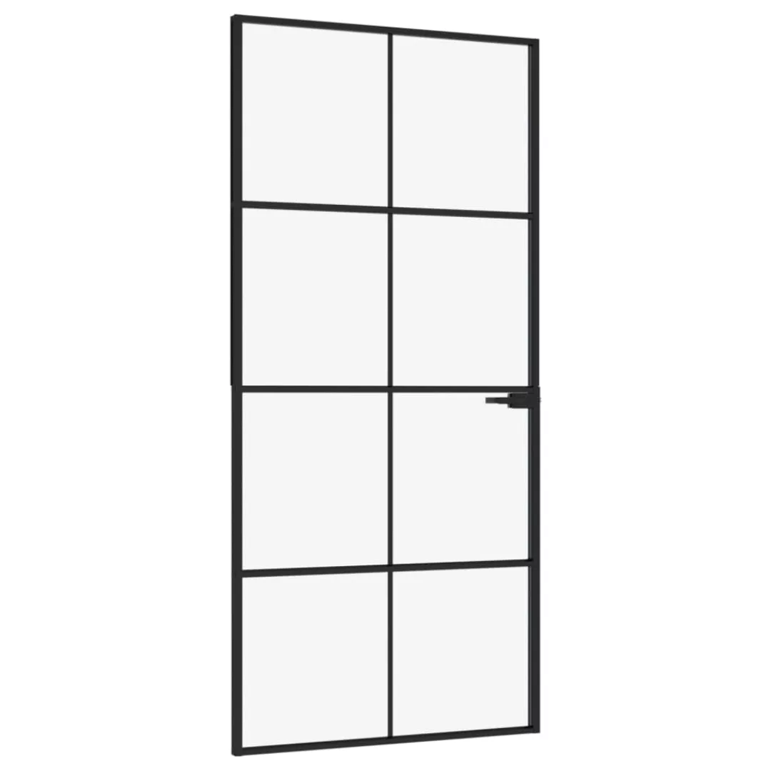 Vidaxl Innentür Schwarz 93x201,5 Cm Hartglas & Aluminium Schlank günstig online kaufen