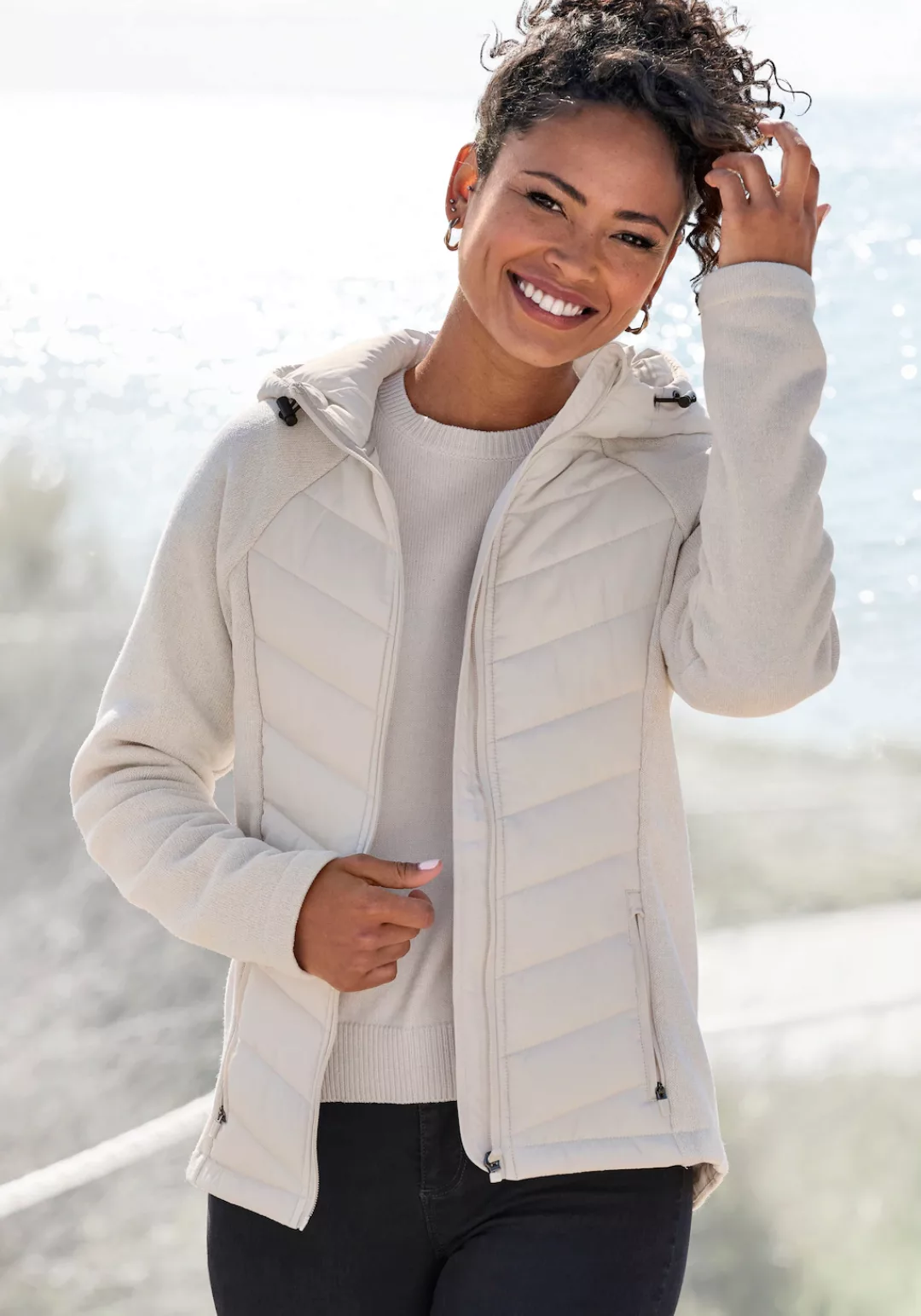 Vivance Steppjacke mit Strickfleece-Ärmeln günstig online kaufen