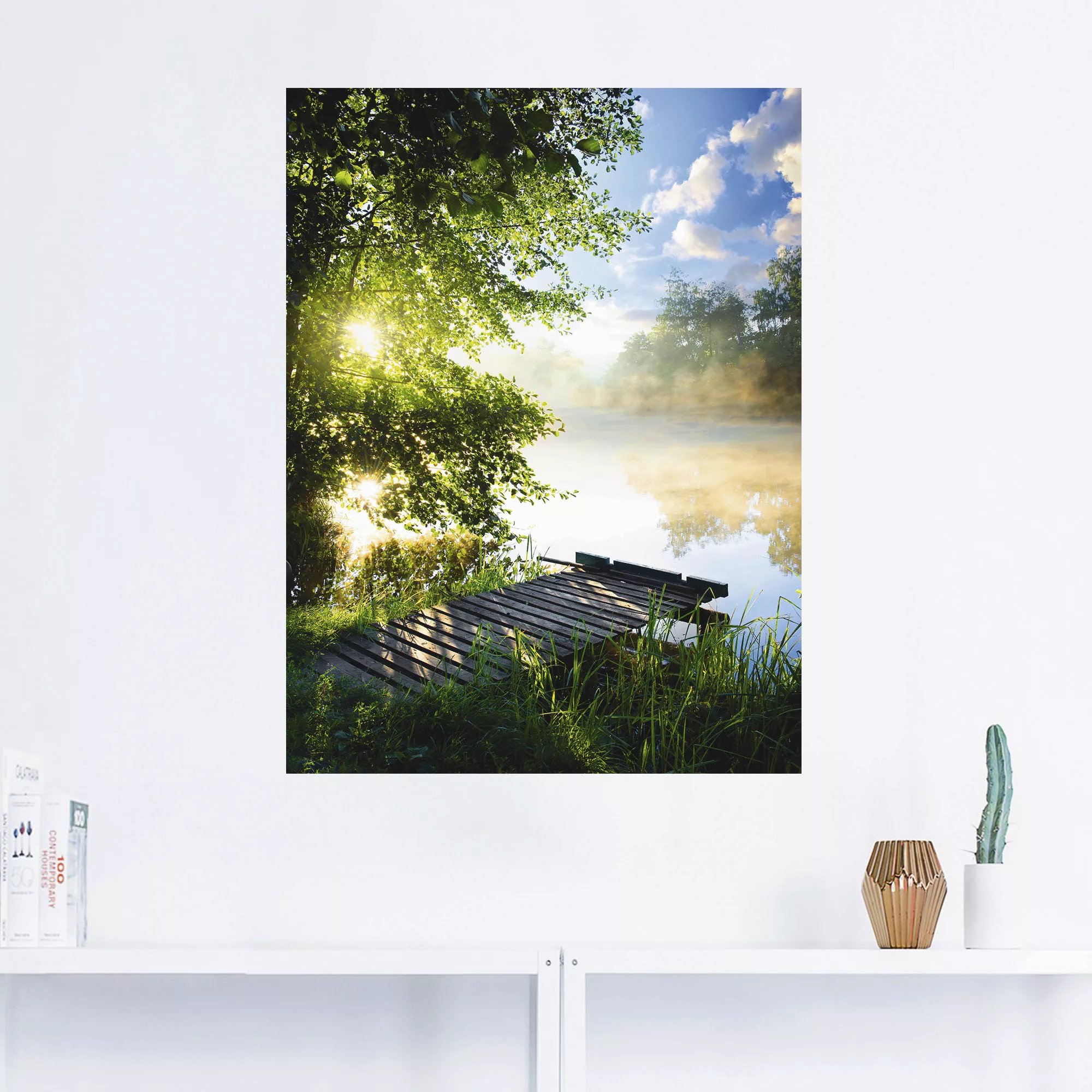 Artland Wandbild »Angelsteg am Morgen«, Gewässer, (1 St.) günstig online kaufen