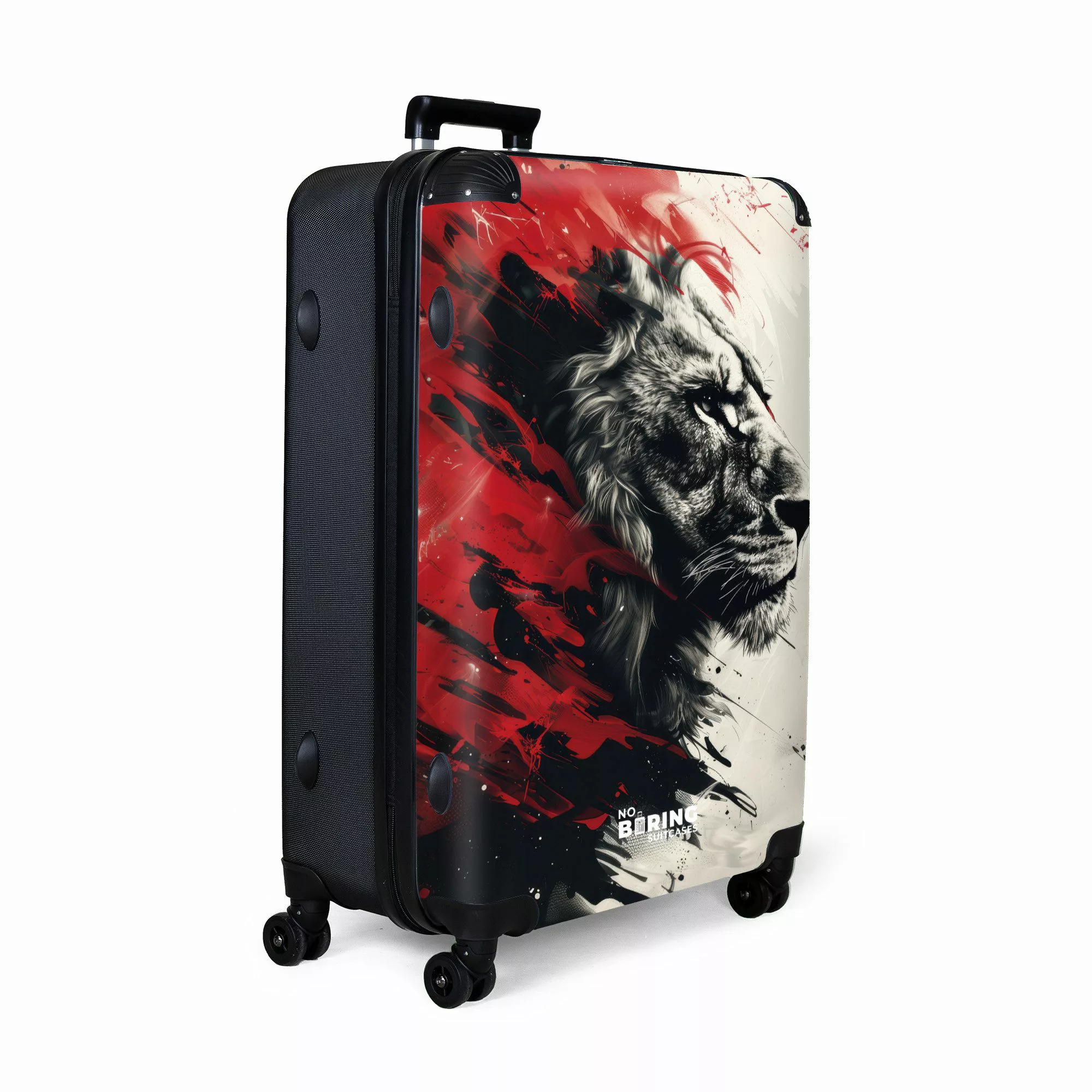 NoBoringSuitcases.com© Hartschalen-Trolley Schwarzer und weißer Löwe günstig online kaufen
