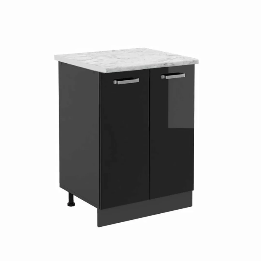 Vicco Unterschrank R-Line, Schwarz Hochglanz/Anthrazit, 60 cm AP Marmor günstig online kaufen