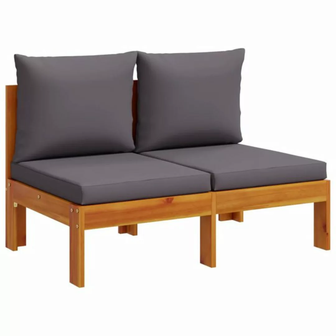 vidaXL Sofa, Gartensofa ohne Armlehnen mit Kissen 2-Sitzer Massivholz Akazi günstig online kaufen