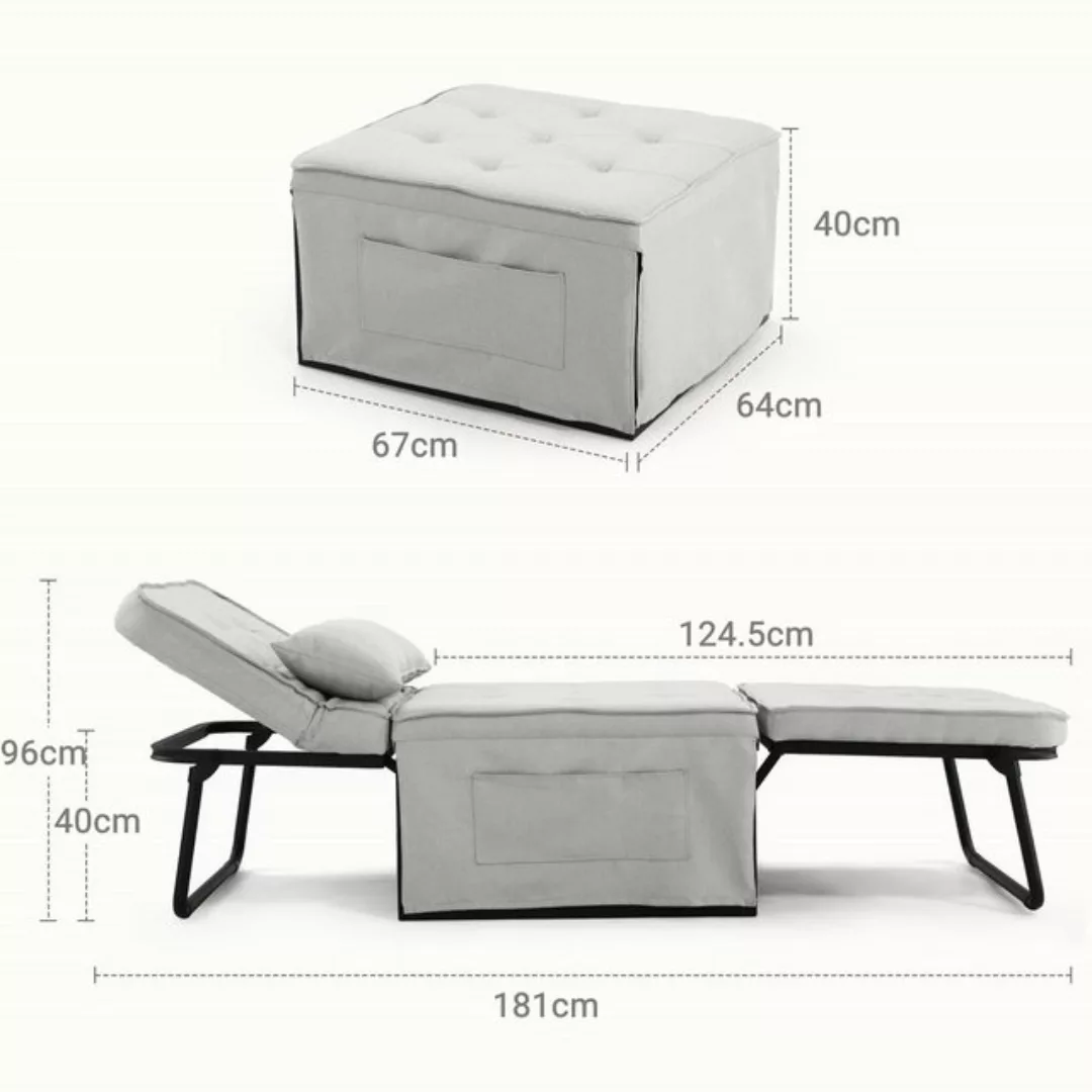 LUCKZON Schlafsofa 4-in-1 multifunktionaler faltbarer Hocker atmungsaktives günstig online kaufen