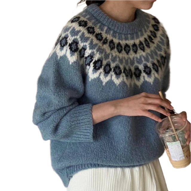 MC Star Sweater Damen-Strickpullover im Fair-Isle-Stil, Vintage, Langärmeli günstig online kaufen