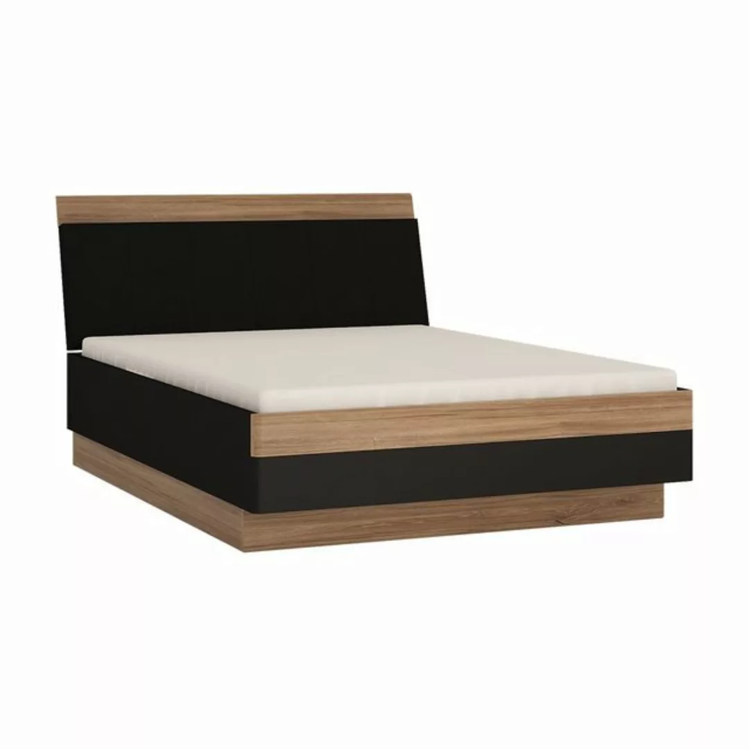 Lomadox Bett MANAGUA-129, 140x200cm, Eiche mit schwarz matt günstig online kaufen