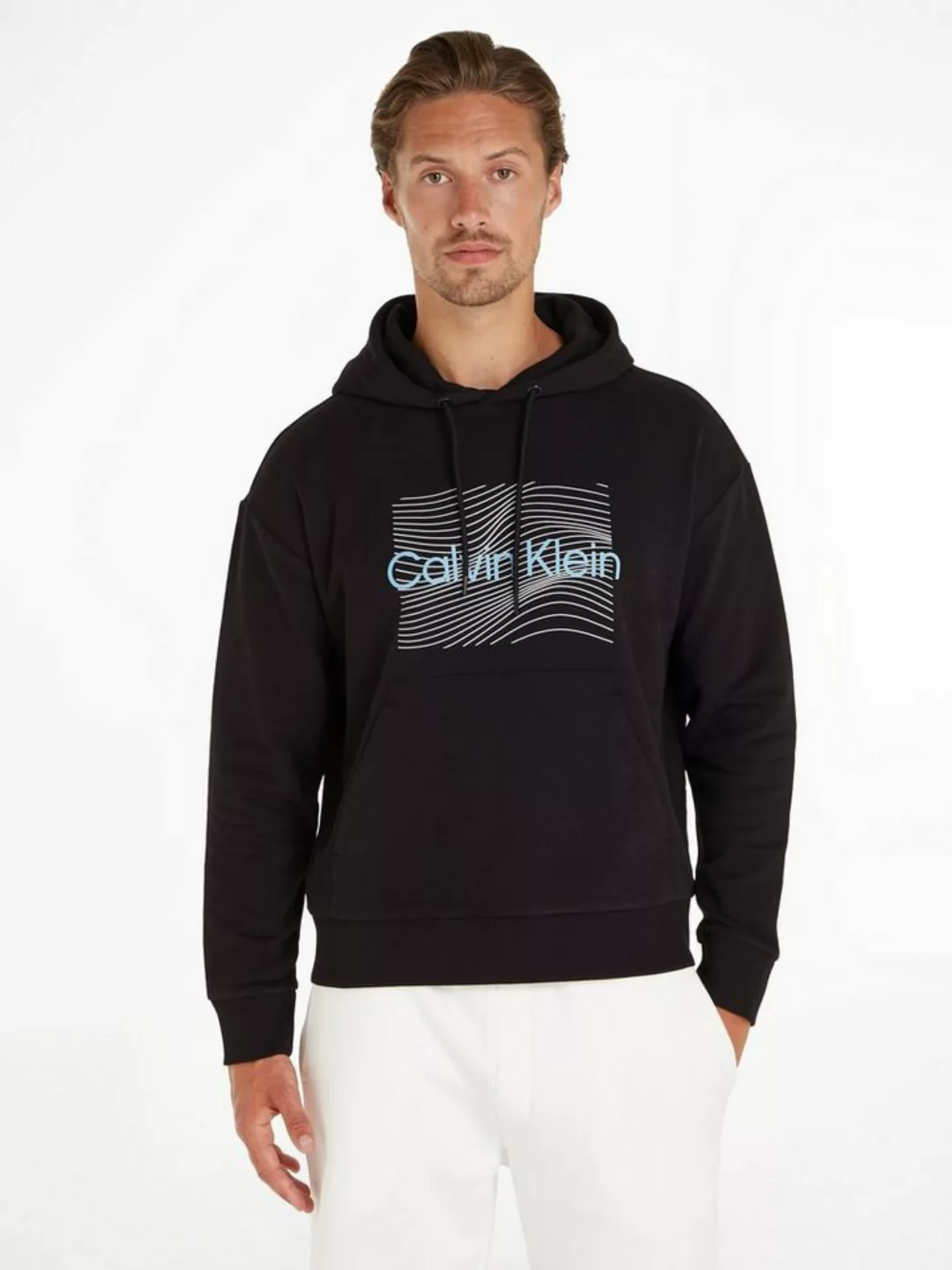 Calvin Klein Kapuzensweatshirt WAVE LINES HERO LOGO HOODIE mit Markenlabel günstig online kaufen