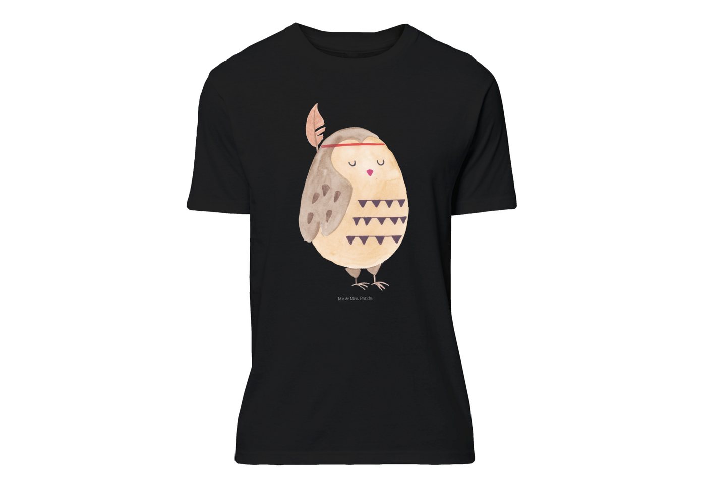 Mr. & Mrs. Panda T-Shirt Eule Federschmuck - Schwarz - Geschenk, Damen, Das günstig online kaufen