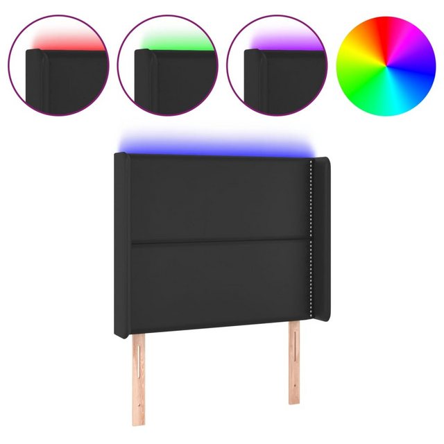 vidaXL Bett, LED Kopfteil Schwarz 103x16x118/128 cm Kunstleder günstig online kaufen