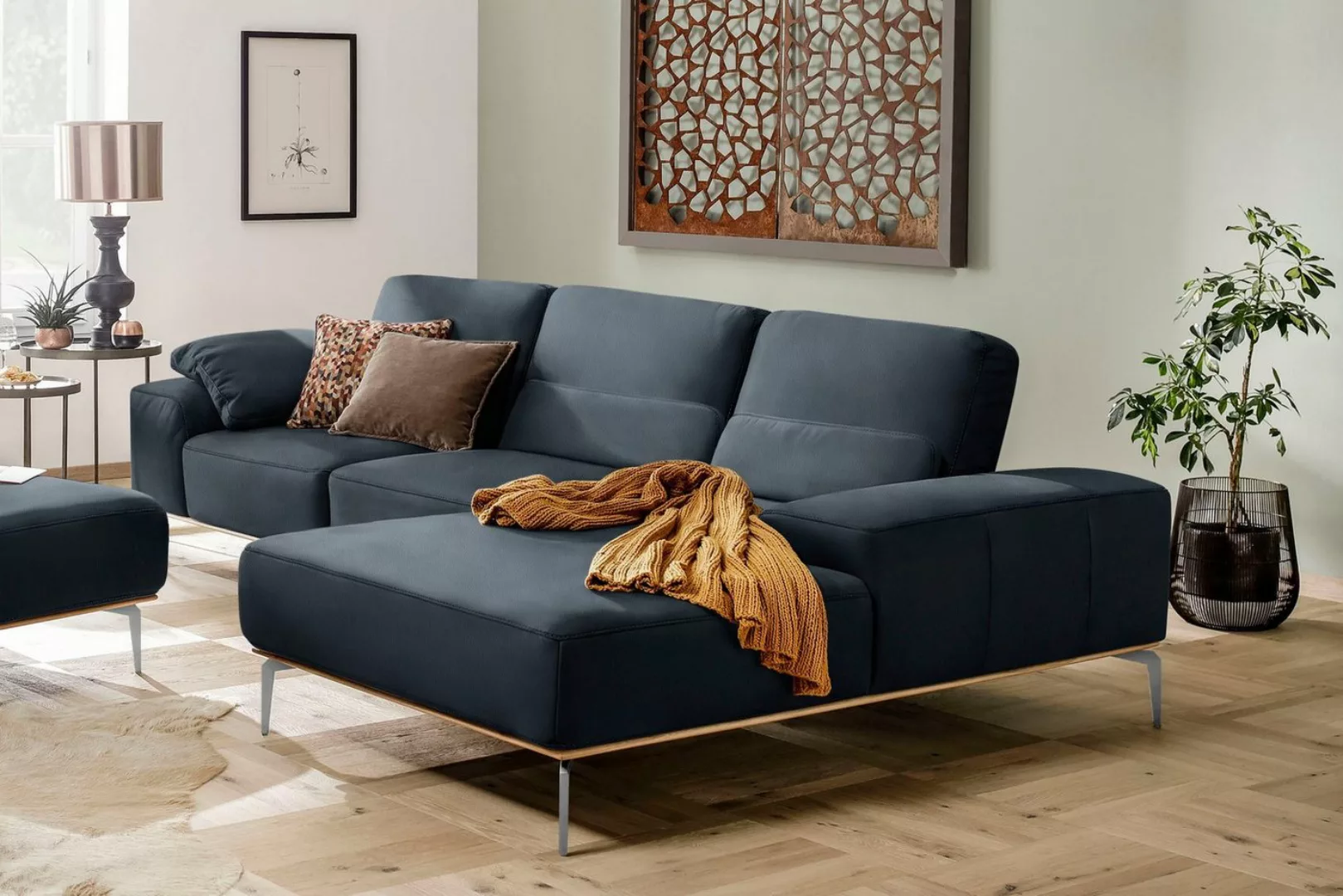 W.SCHILLIG Ecksofa run, mit elegantem Holzsockel, Füße in Chrom glänzend, B günstig online kaufen