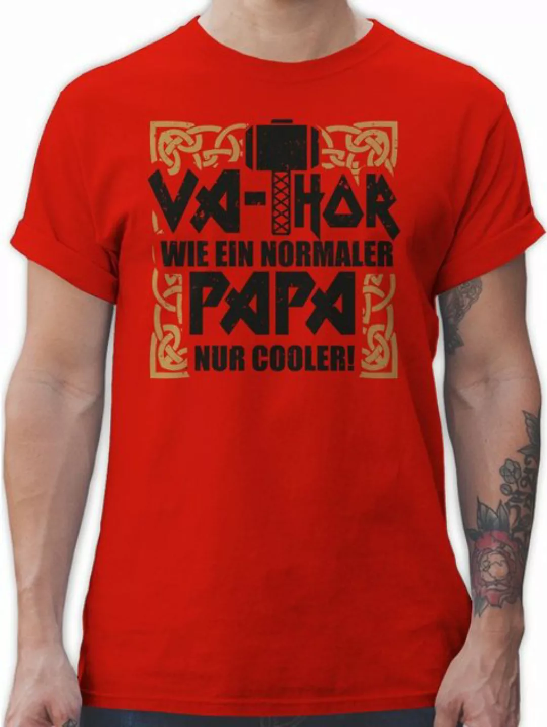 Shirtracer T-Shirt Va-Thor wie ein normaler Papa nur cooler! - schwarz/brau günstig online kaufen