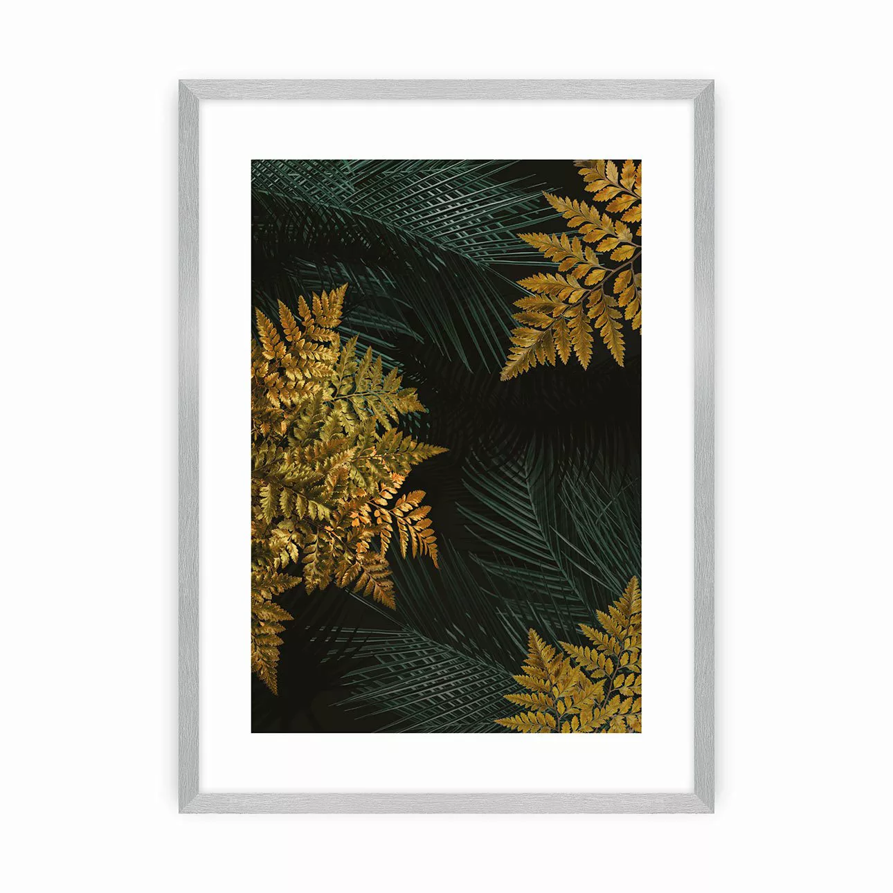 Poster Golden Leaves II, 40 x 50 cm, Ramka: Srebrna günstig online kaufen