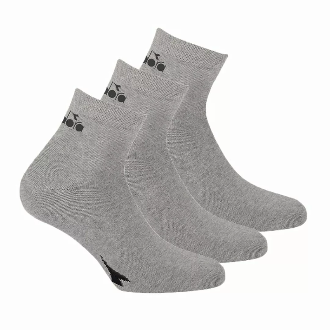 Diadora Unisex Socken - 3er Pack, Quarter, Logo Grau 35-38 günstig online kaufen