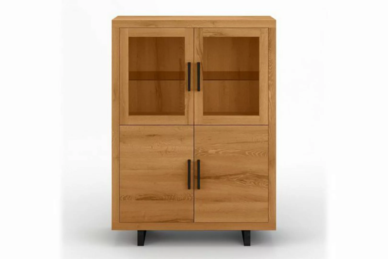 daslagerhaus living Hochschrank Vitrinenschrank Lucca Eiche H 180 cm günstig online kaufen