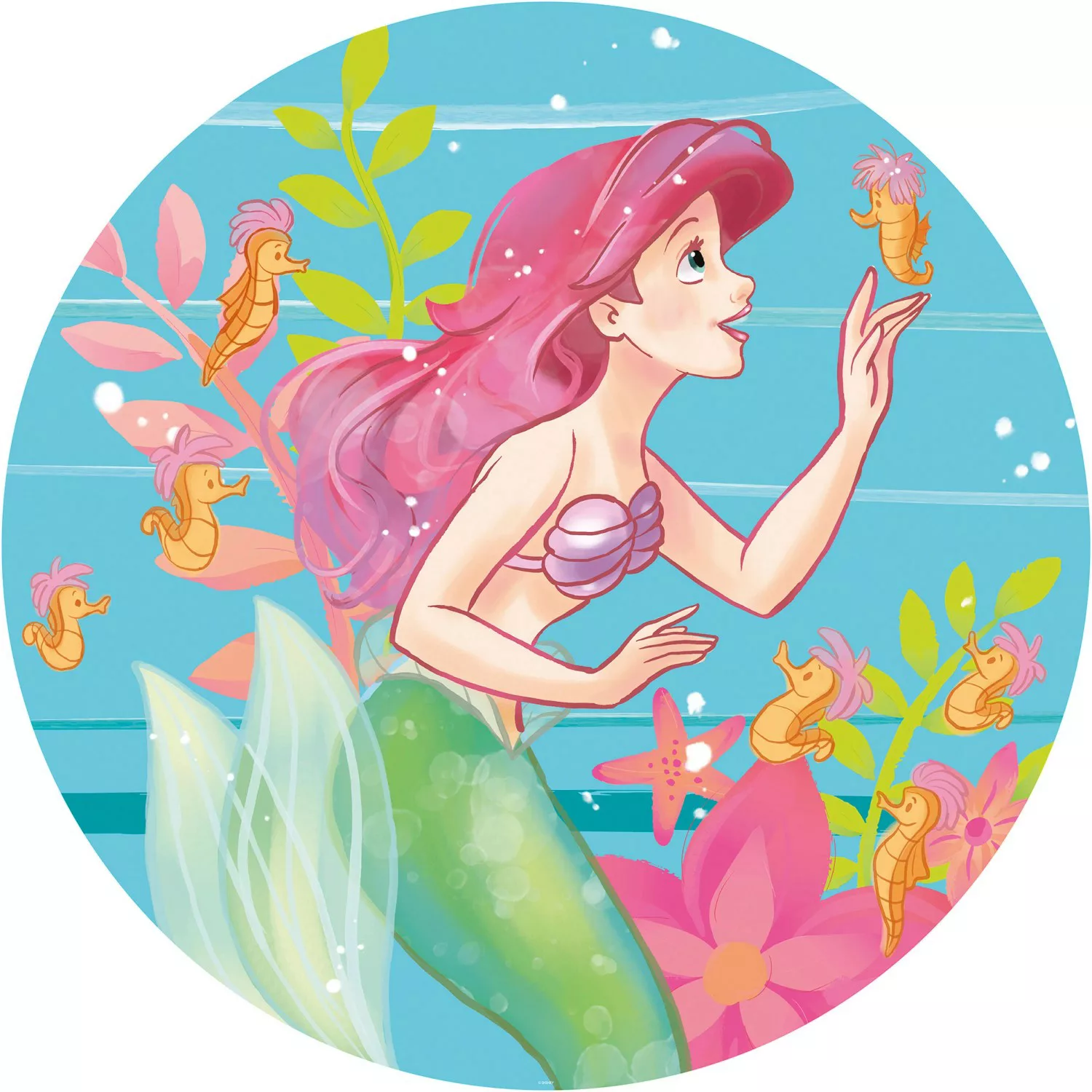 Komar Vliesfototapete Dot Ariel Seahorses selbstklebend Ø 125 cm günstig online kaufen