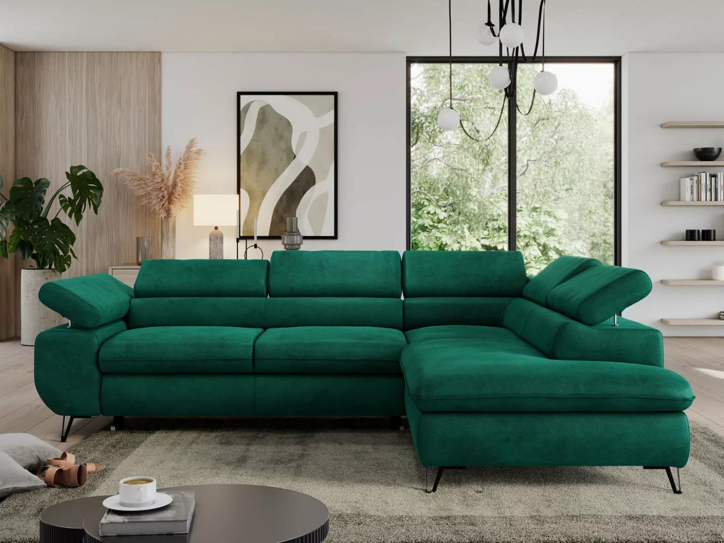 MKS MÖBEL Ecksofa PEDRO L, Set, T30-Schaum, Metallbeinen, Wellenfedern, L-f günstig online kaufen