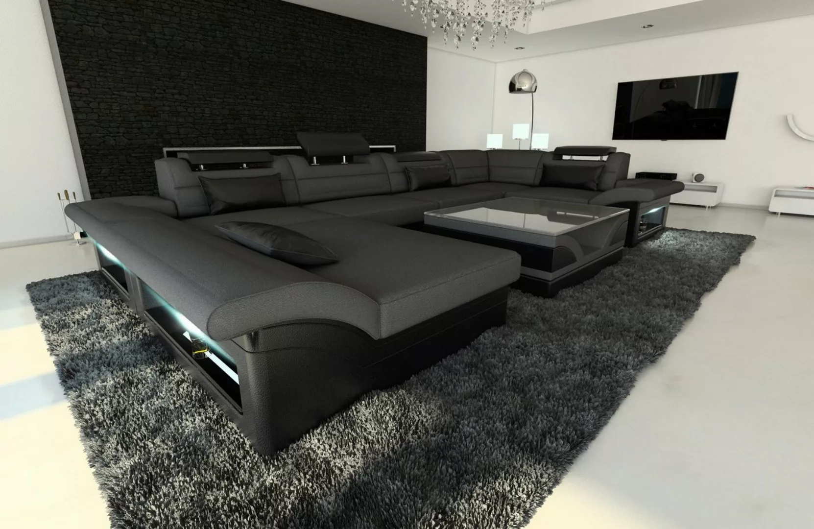 Sofa Dreams Wohnlandschaft Stoff Sofa Couch Enzo U Form Polster Stoffsofa, günstig online kaufen