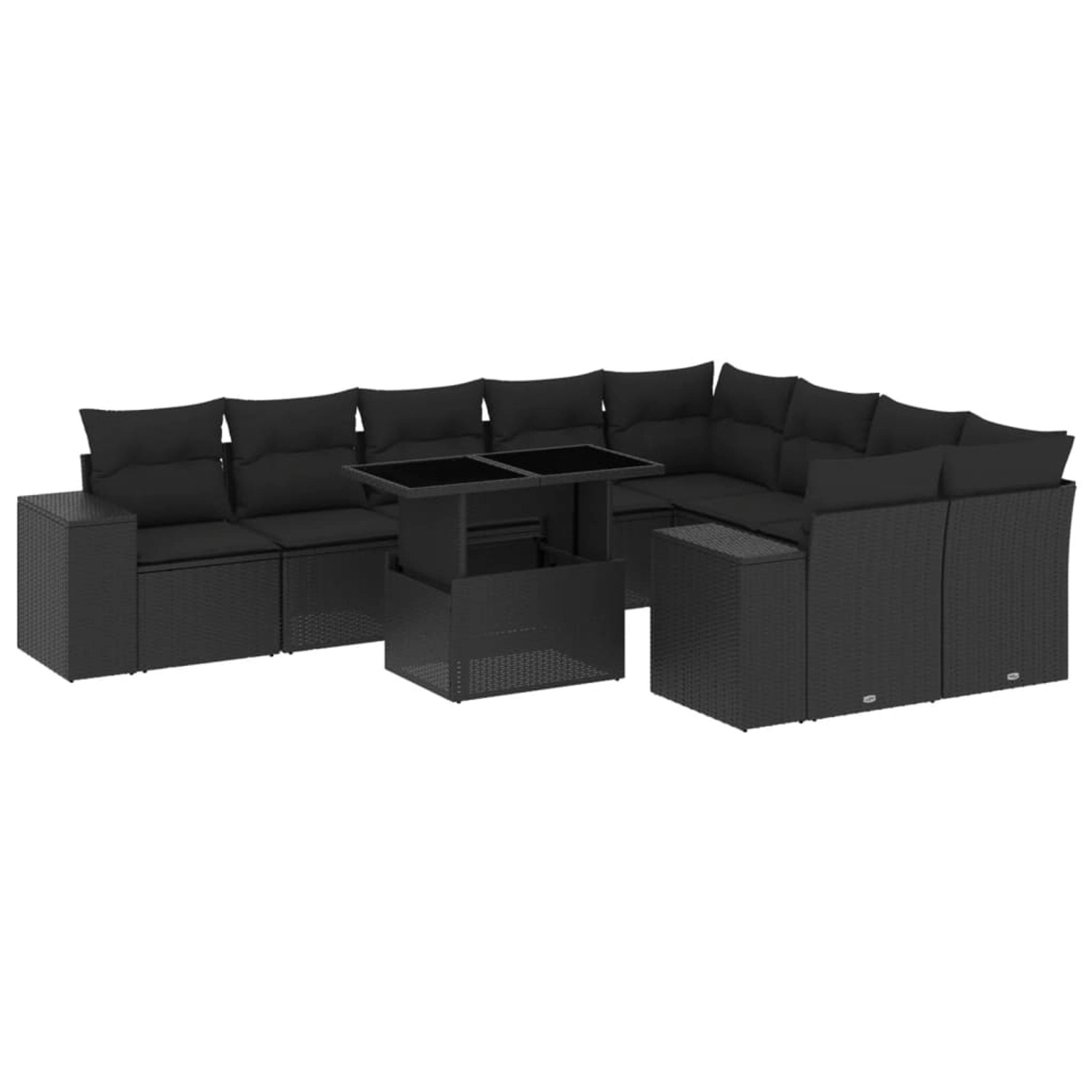 vidaXL 10-Tlg Garten-Sofagarnitur mit Kissen Schwarz Poly Rattan 3269385 günstig online kaufen