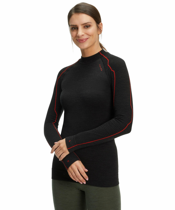 FALKE Trend Damen Langarmshirt Wool-Tech, L, Schwarz, Schurwolle, 33220-300 günstig online kaufen