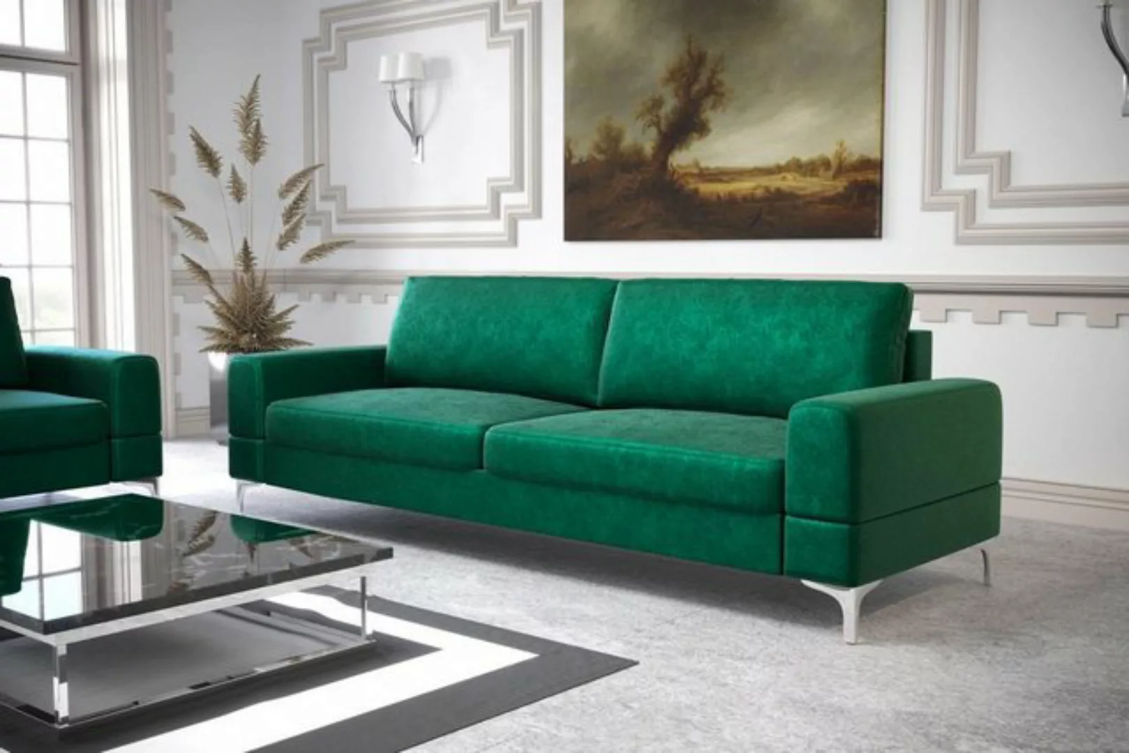 JVmoebel Sofa Modernes Weißes Sofa Dreisitzer Luxus Couch Kunstleder Möbel günstig online kaufen