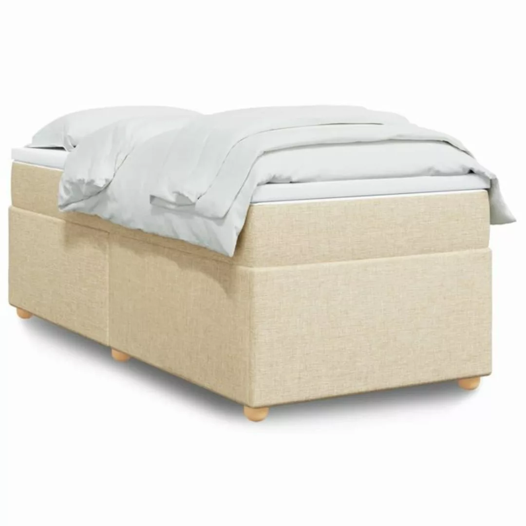 vidaXL Boxspringbett, Boxspringbett mit Matratze Creme 80x200 cm Stoff günstig online kaufen