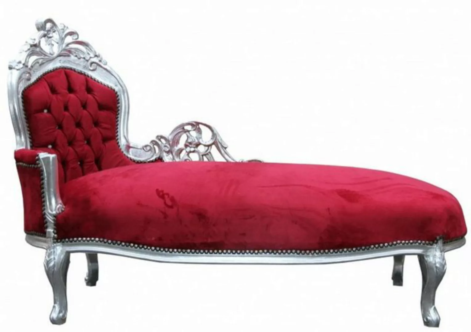 Casa Padrino Chaiselongue Barock Chaiselongue "King" Bordeaux Rot /Silber m günstig online kaufen