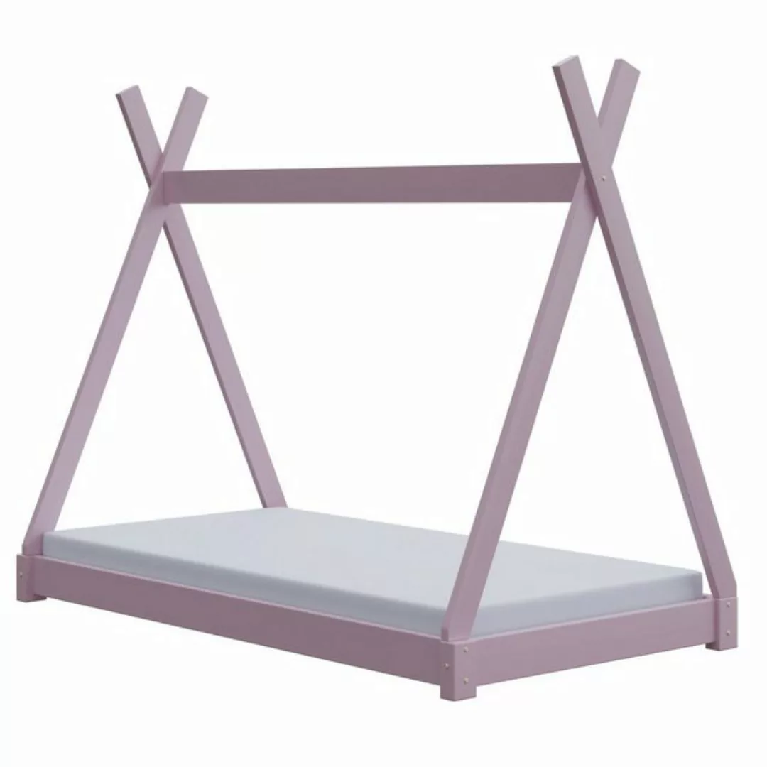 HAGO Kinderbett Montessori Kinderbett 140x70cm rosa Tipi Spielbett Zeltform günstig online kaufen