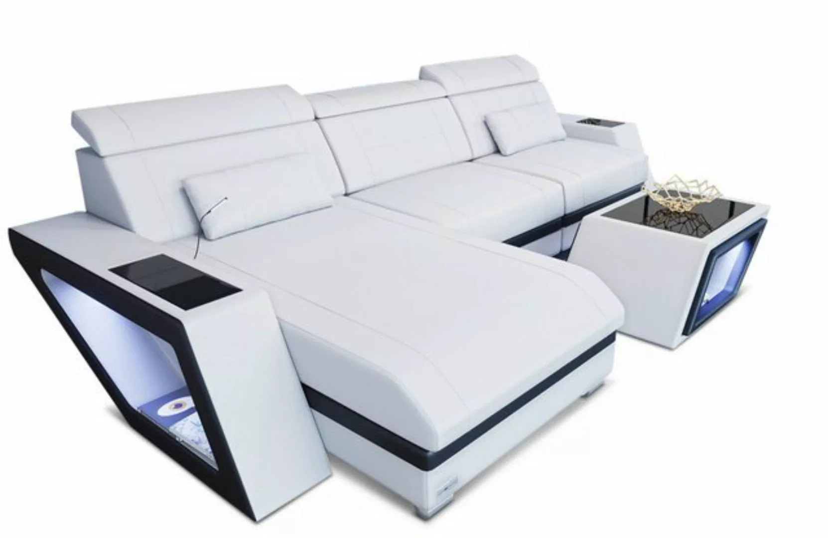 Sofa Dreams Ecksofa Ledersofa Couch Catania L Form Leder Sofa, mit LED, wah günstig online kaufen