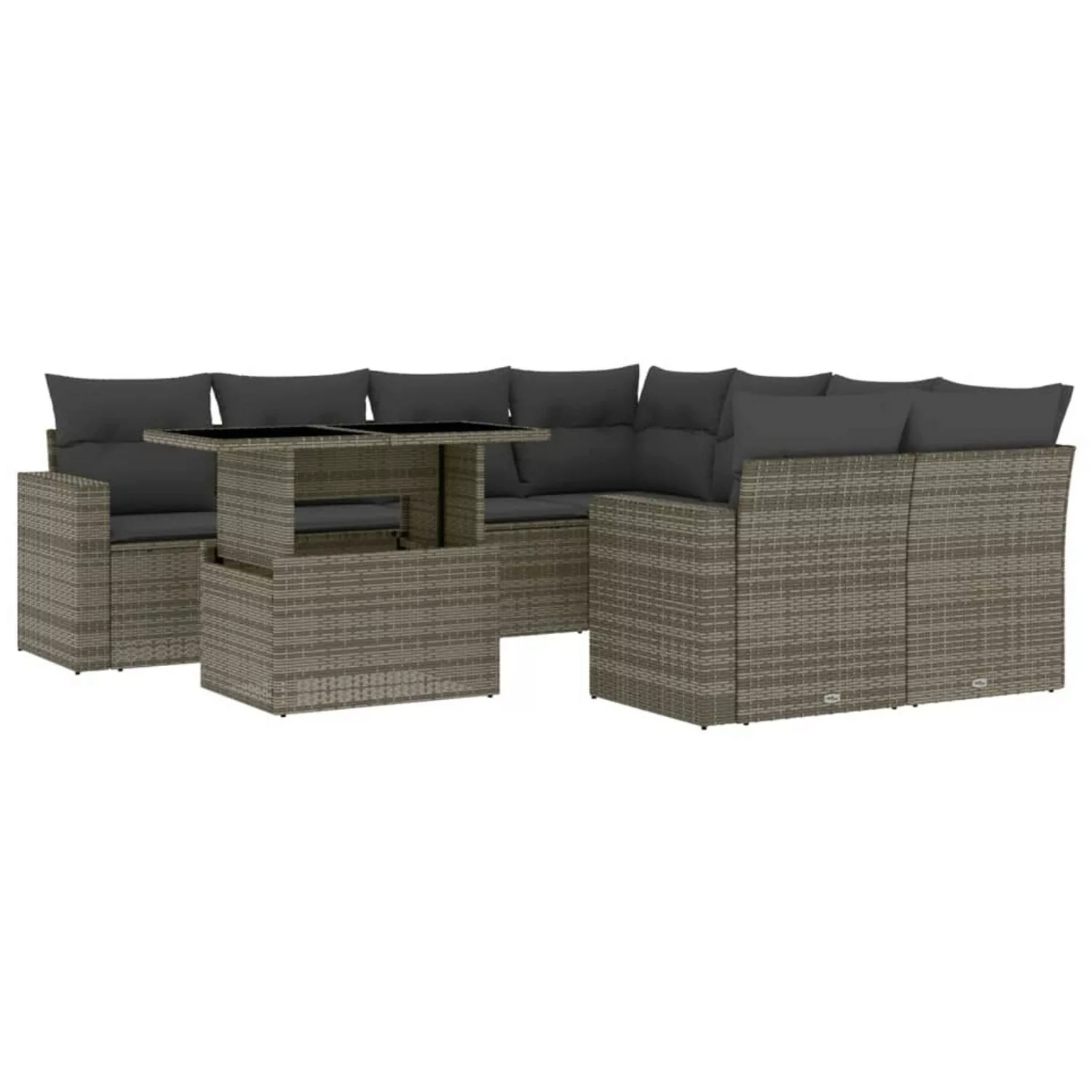 vidaXL 9-tlg Garten-Sofagarnitur mit Kissen Grau Poly Rattan Modell 118 günstig online kaufen