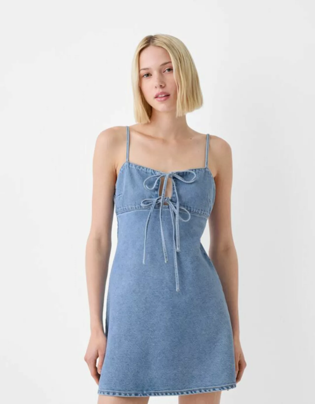 Bershka Kurzes Kleid Damen L Ausgewaschenes Blau günstig online kaufen