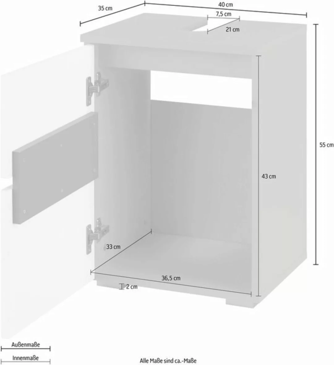 Home affaire Waschbeckenunterschrank Wisla Siphonausschnitt, Breite 40 cm, günstig online kaufen