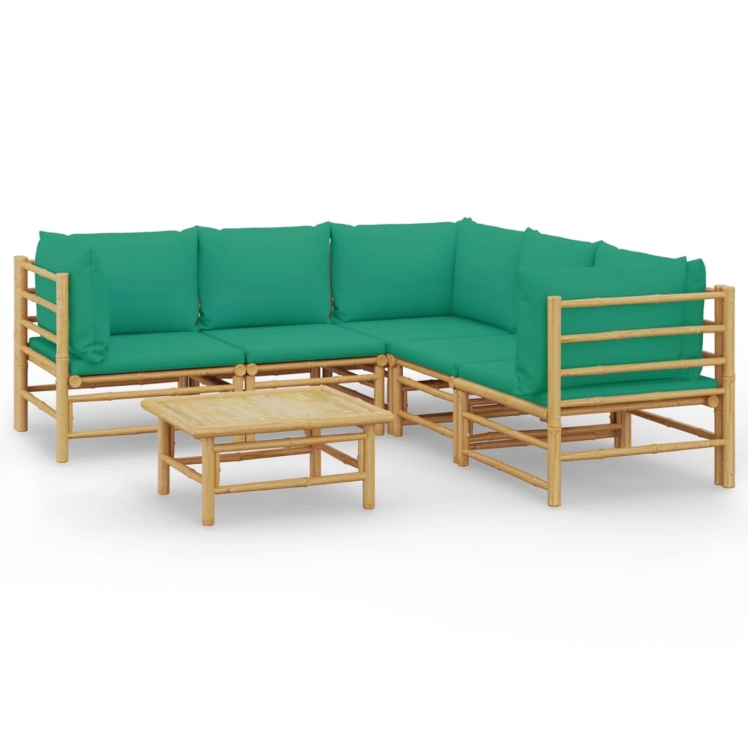 Vidaxl 6-tlg. Garten-lounge-set Mit Grünen Kissen Bambus günstig online kaufen