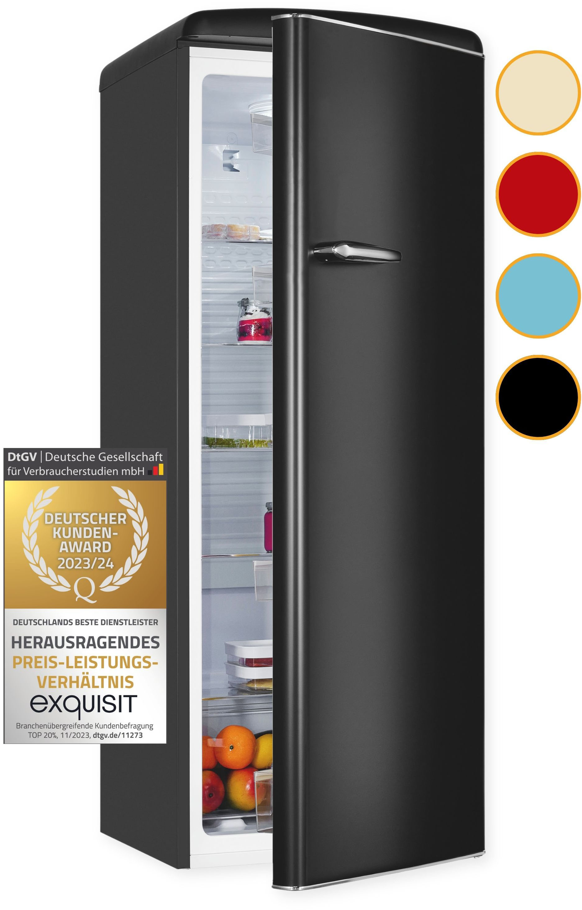 exquisit Vollraumkühlschrank »RKS325-V-H-160E mattschwarz«, RKS325-V-H-160E günstig online kaufen