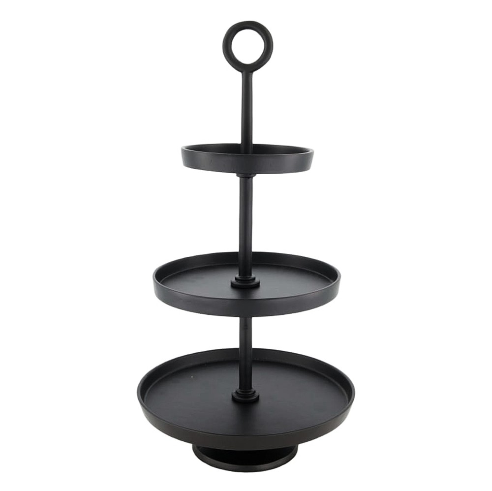 Etagere Aluminium Schwarz 3 Stöckig Landhaus-Stil Servierständer 47cm günstig online kaufen