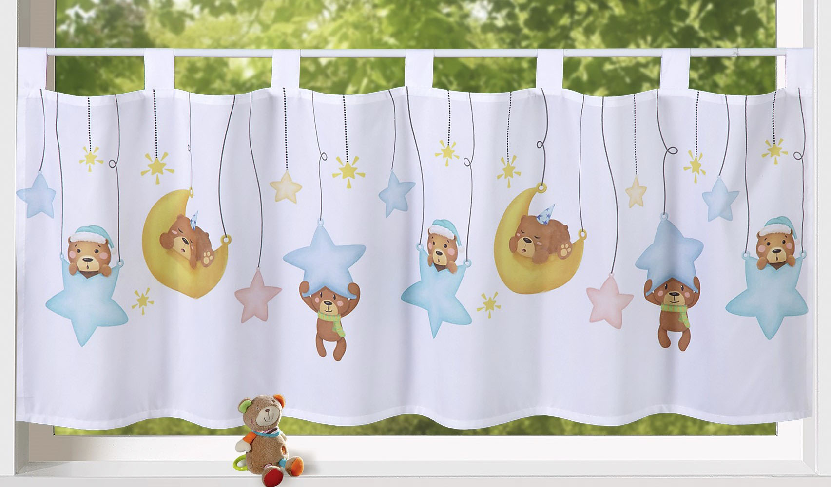Weckbrodt Scheibengardine »Henry«, (1 St.), Bistro, Voile, Kinder, bedruckt günstig online kaufen