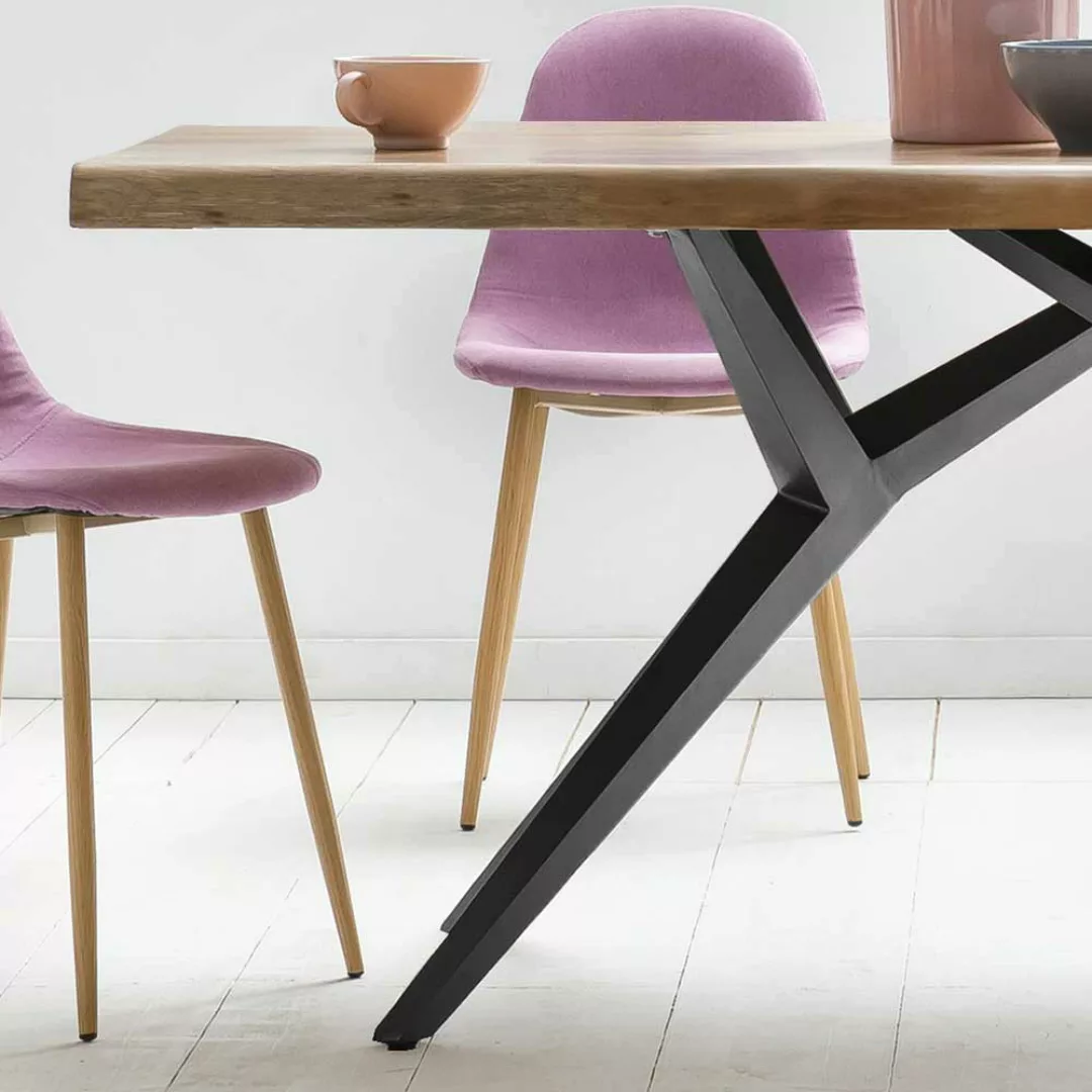 Esszimmertisch aus Mangobaum Massivholz Metall 4-Fußgestell günstig online kaufen