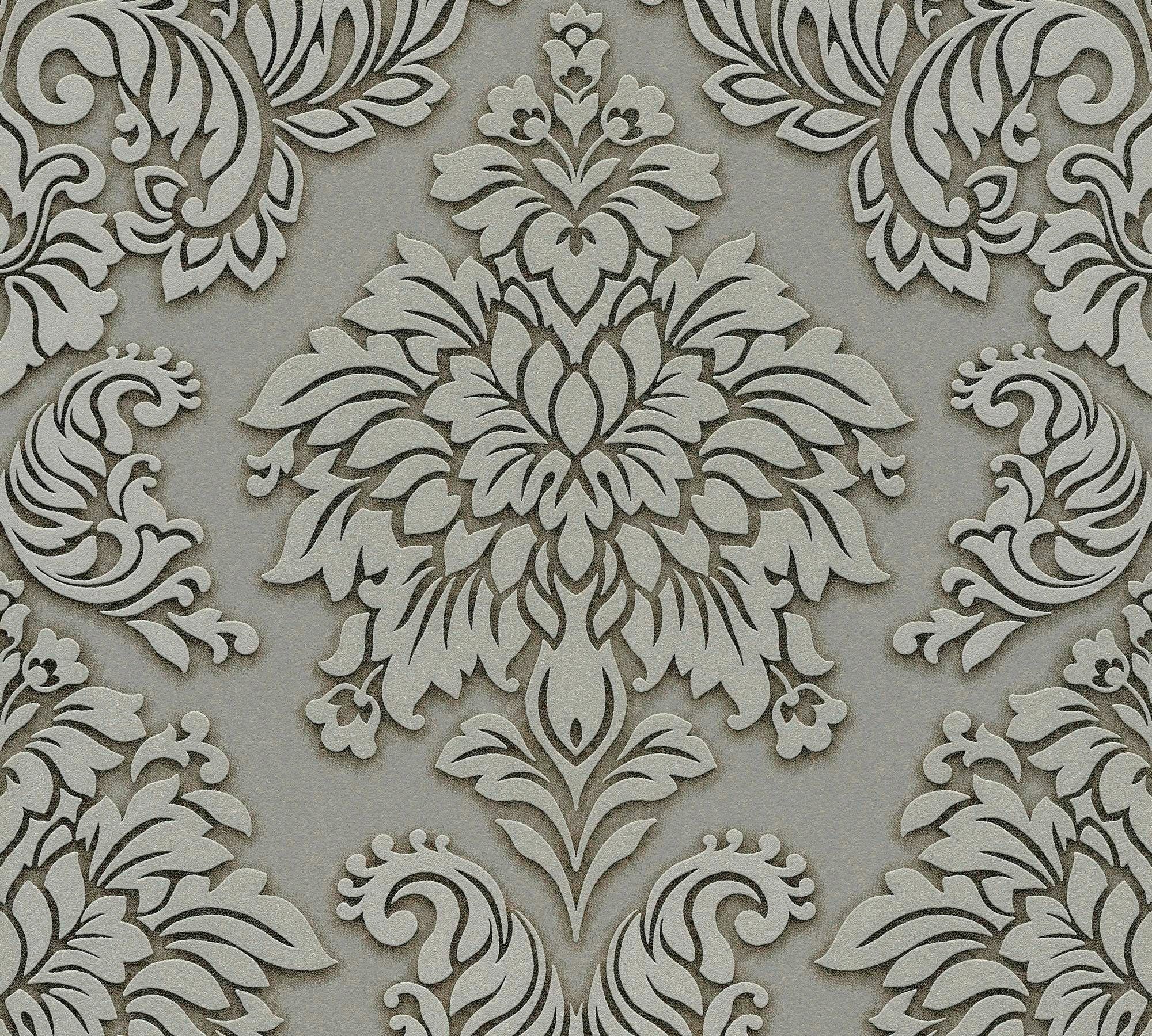 Bricoflor Ornament Tapete mit Silber Glitzer Effekt Barock Vliestapete in G günstig online kaufen