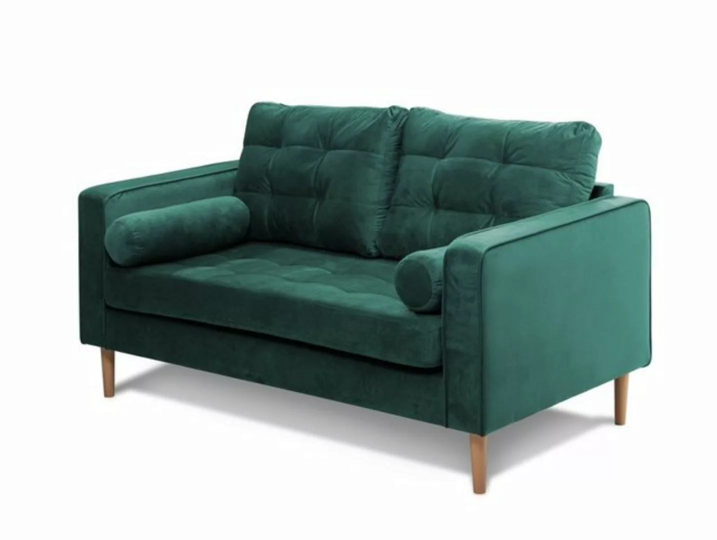 Moebel-Eins Sofa, GLAMMI 2-Sitzer Sofa mit Samtbezug, Füße Buche massiv günstig online kaufen