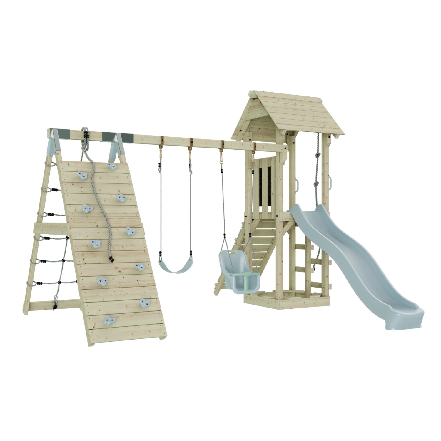 OutdoorToys Spielturm Kiruna mit Babyschaukel Eisblau günstig online kaufen