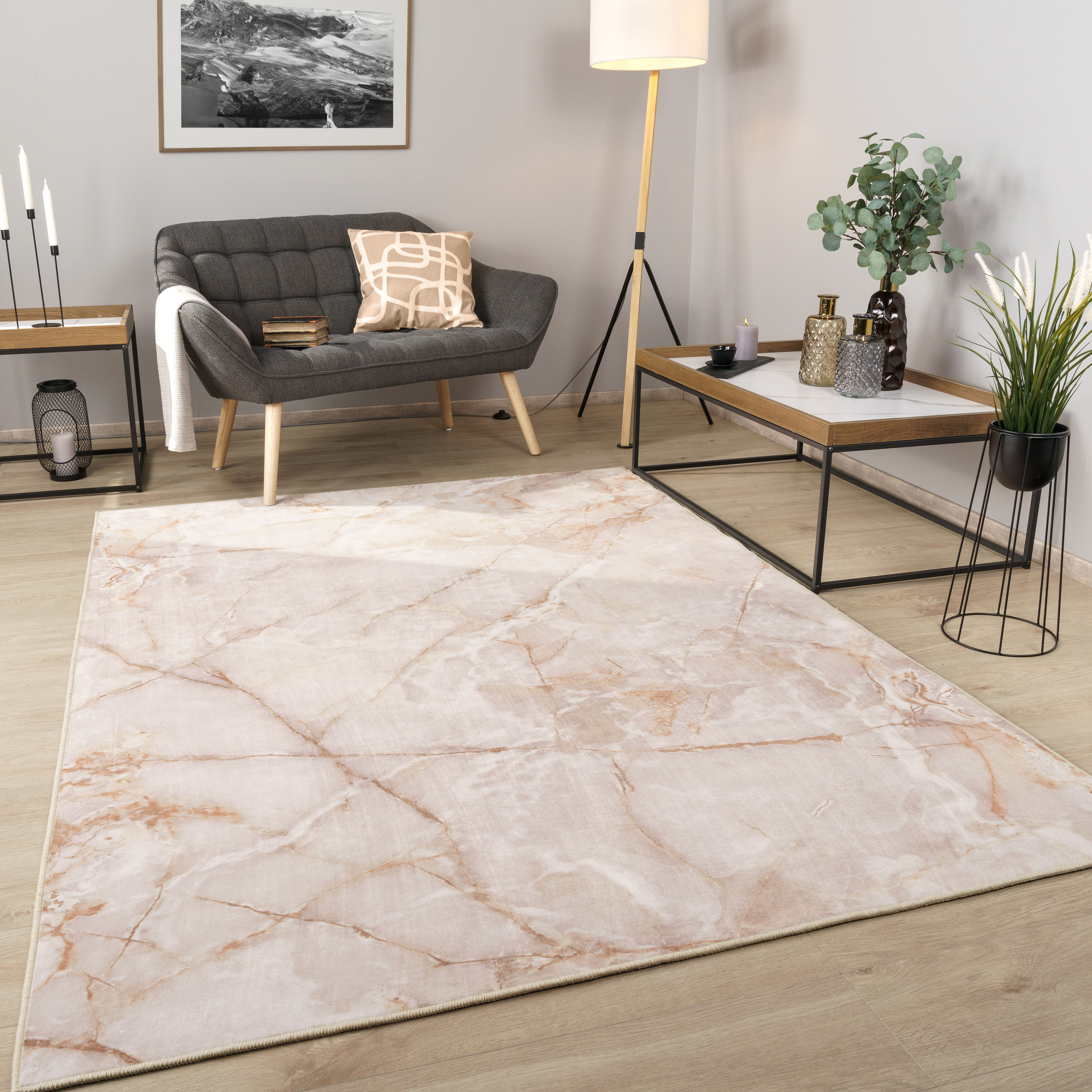 Paco Home Teppich »Marble 246«, rechteckig, 6 mm Höhe, Kurzflor, modernes M günstig online kaufen