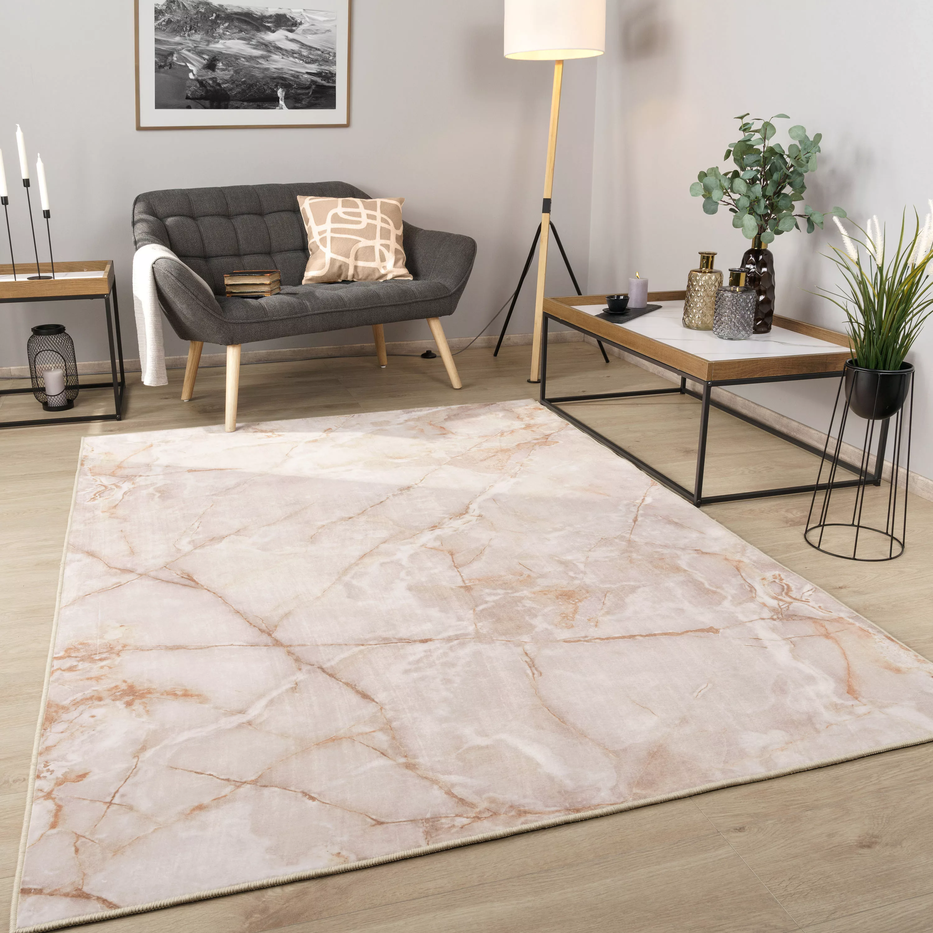 Paco Home Teppich »Marble 246«, rechteckig, 6 mm Höhe, Kurzflor, modernes M günstig online kaufen