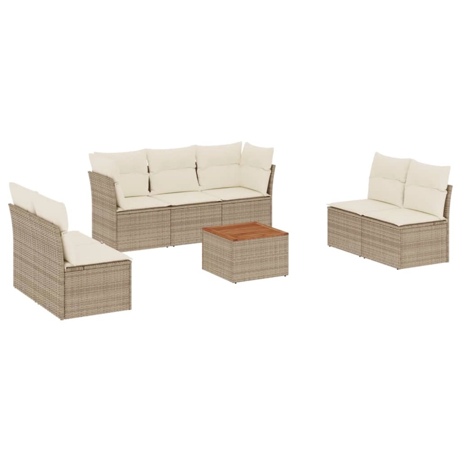 vidaXL 8-Tlg Garten-Sofagarnitur mit Kissen Beige Poly Rattan 3255897 günstig online kaufen