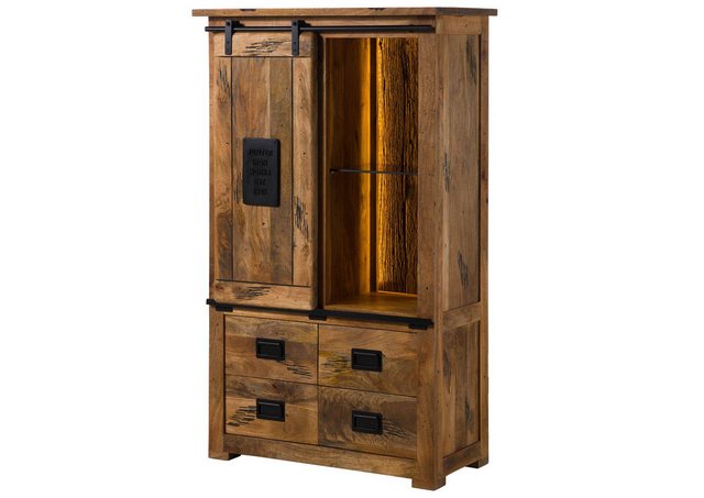 Massivmoebel24 Dreh-/Schwebetürenschrank (Mango / Altholz 90x45x150 natur l günstig online kaufen