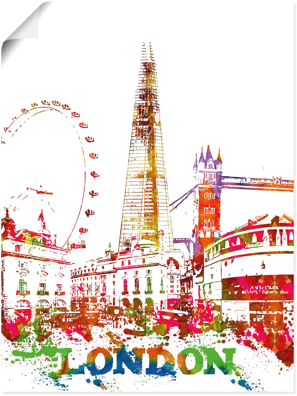 Artland Wandbild "London Grafik", London, (1 St.), als Alubild, Leinwandbil günstig online kaufen