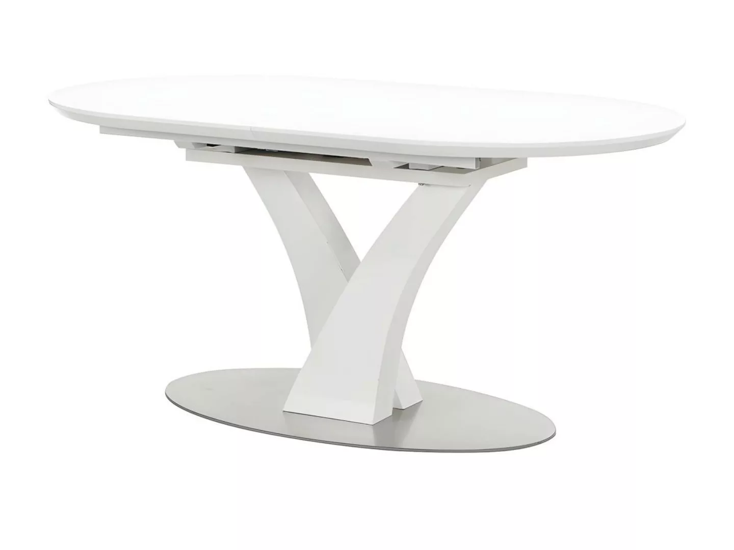 Esstisch ausziehbar - 6 bis 8 Sitzplätze - Holz & Edelstahl - Weiß lackiert günstig online kaufen