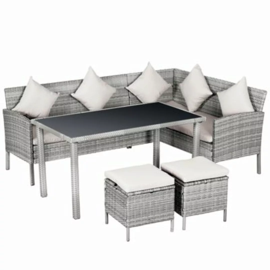 Outsunny Rattan Sitzgruppe mit Tisch grau/weiß günstig online kaufen