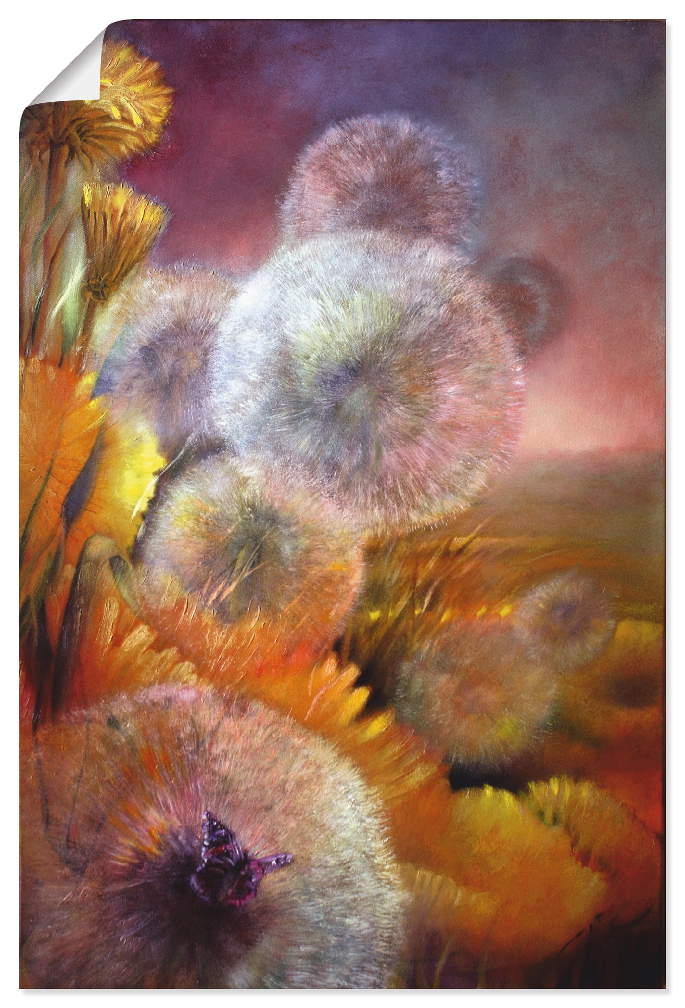 Artland Wandbild "Löwenzahn und Schmetterling", Blumen, (1 St.), als Leinwa günstig online kaufen