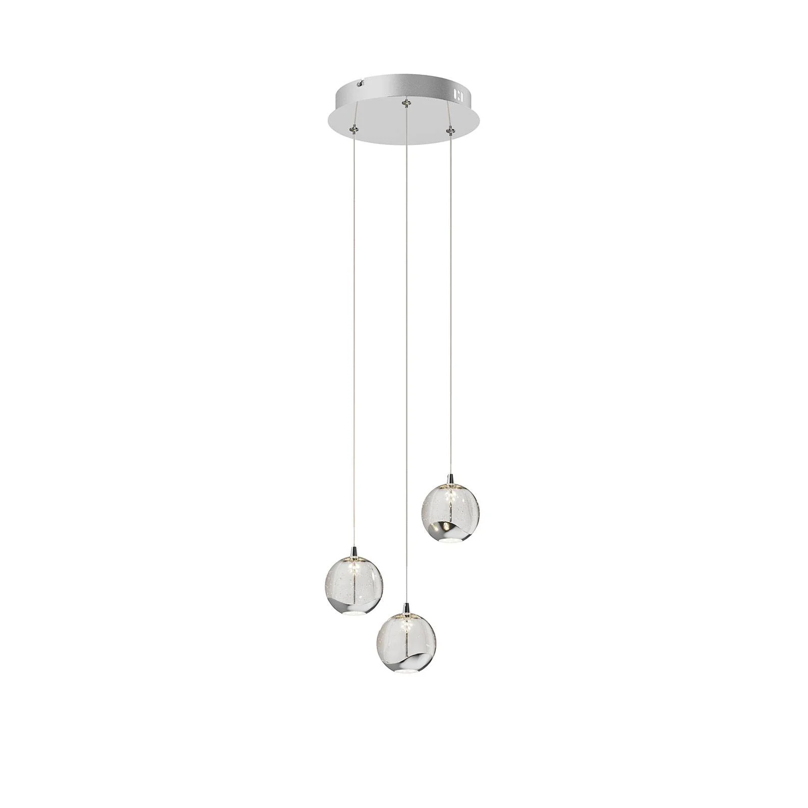 LED-Pendellampe Hayley m. Glaskugeln, 3-fl., chrom günstig online kaufen