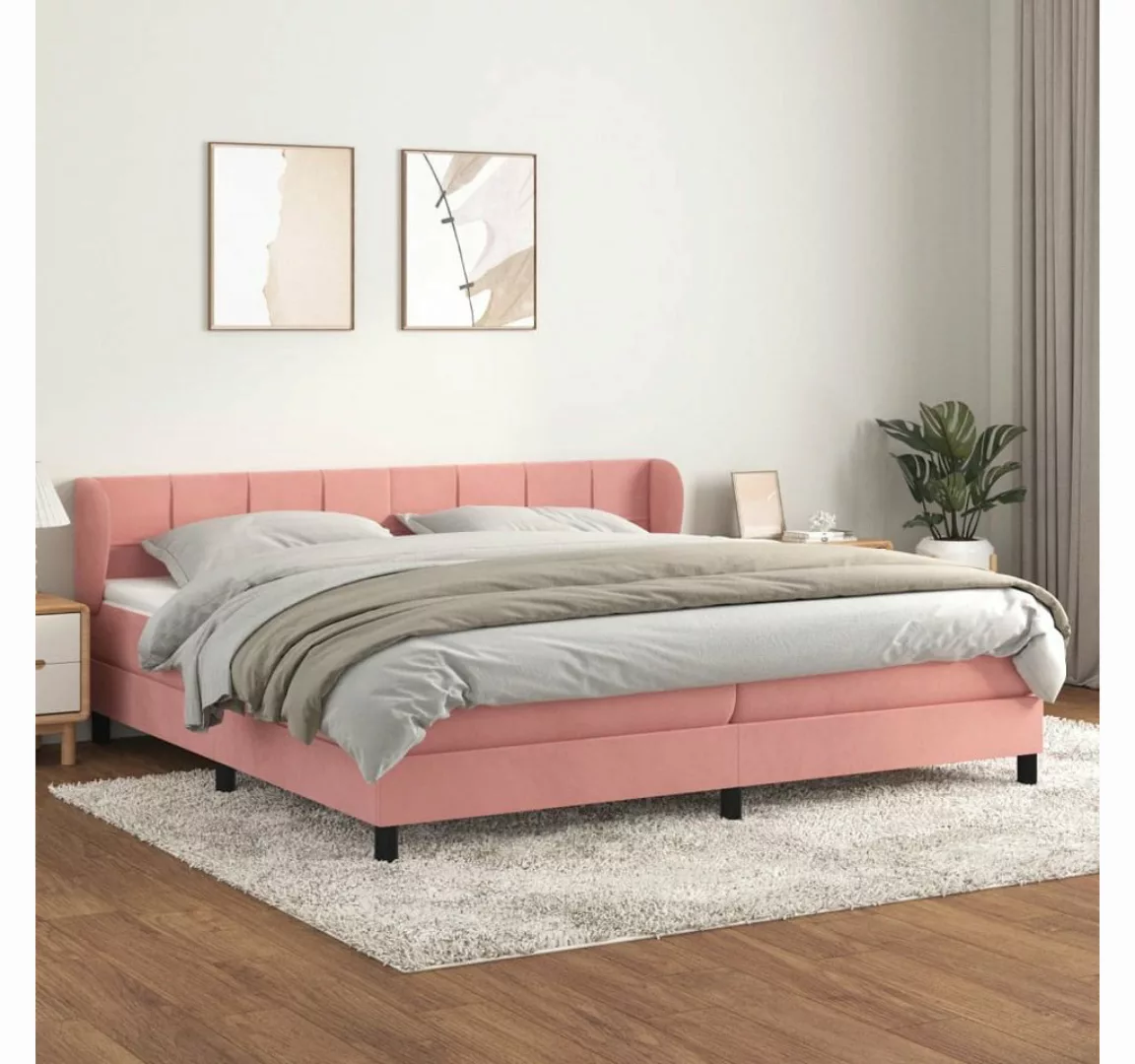 vidaXL Boxspringbett, Boxspringbett mit Matratze Rosa 200x200 cm Samt günstig online kaufen