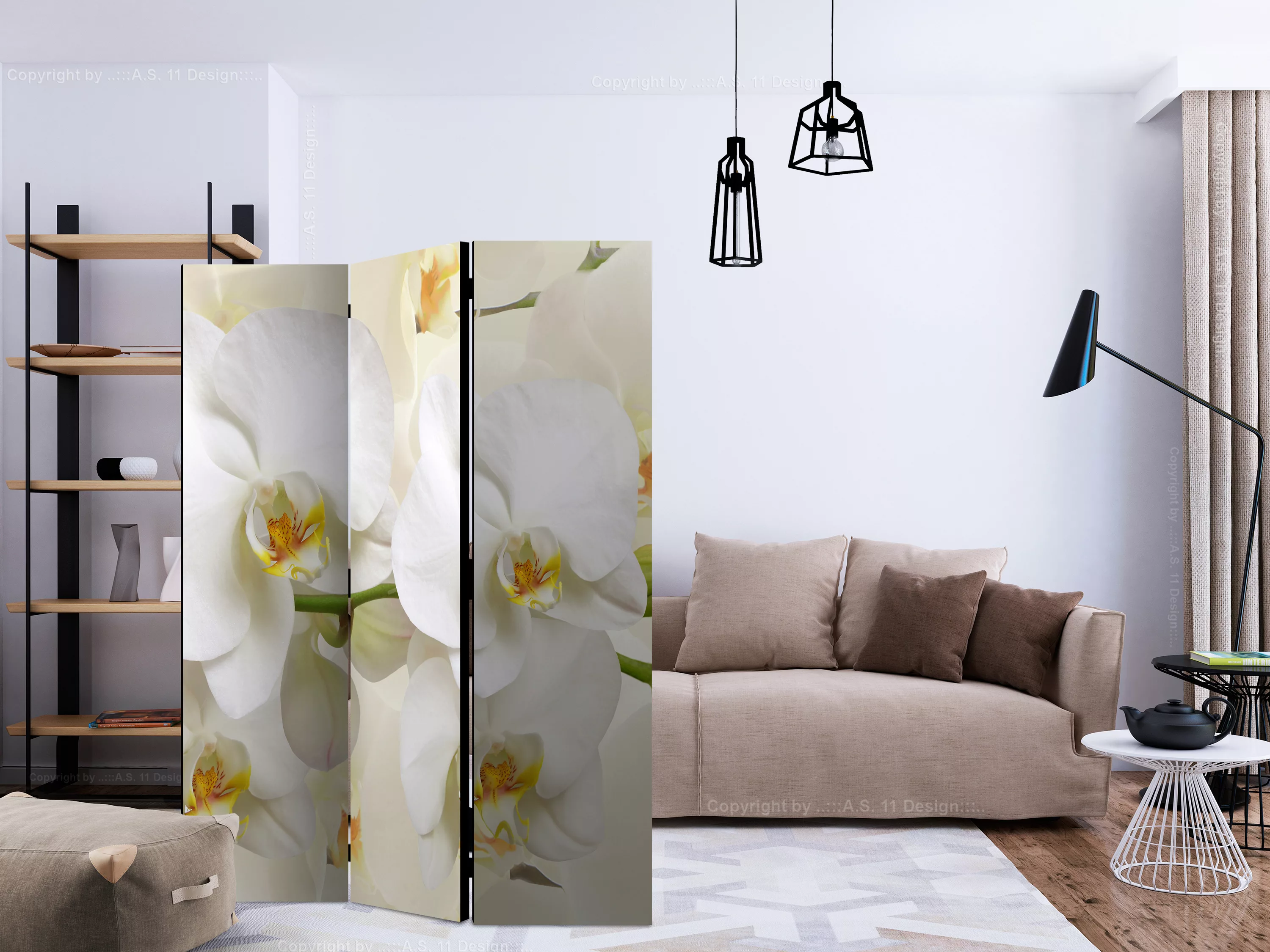 3-teiliges Paravent - Orchid Branch [room Dividers] günstig online kaufen