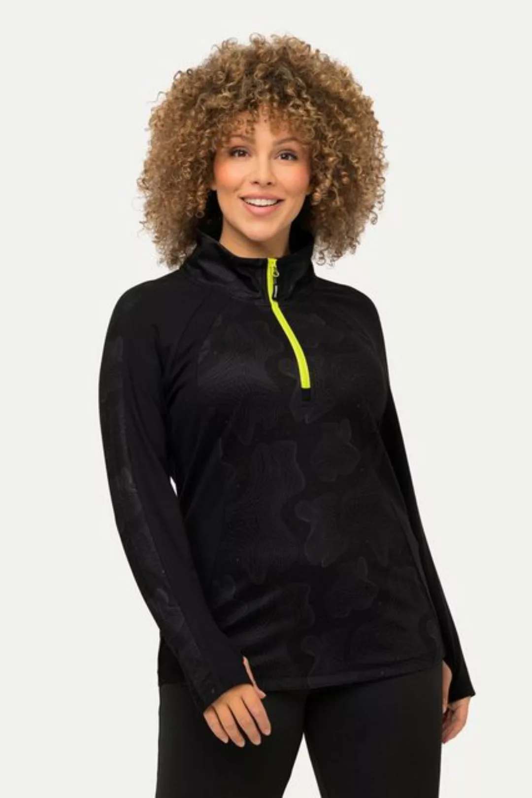 Ulla Popken Longsleeve Thermoshirt Slim Troyerkragen Langarm recycelt günstig online kaufen